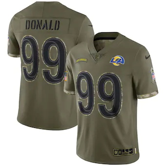 mens nike aaron donald olive los angeles rams 2022 salute t